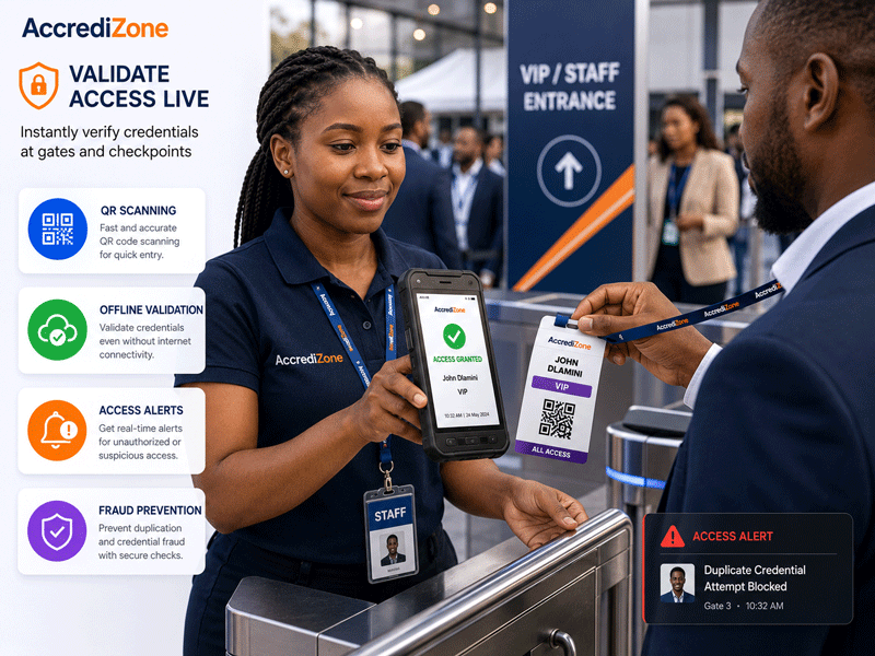 Validate entry live with AccrediZone